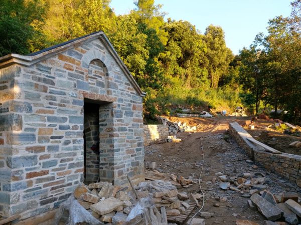 The new Church is constructed with stone-style architecture.